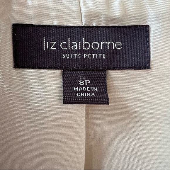 ⭐️ Liz Claiborne Suits Open Tweed Blazer Brown Ivory Size 8P - Picture 5 of 13